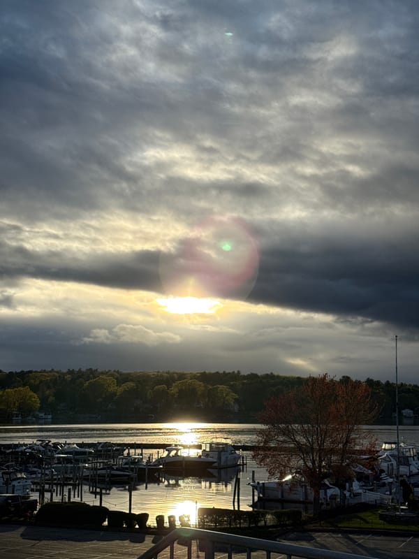 Evening lakeside dining and marina visit documented in Laconia