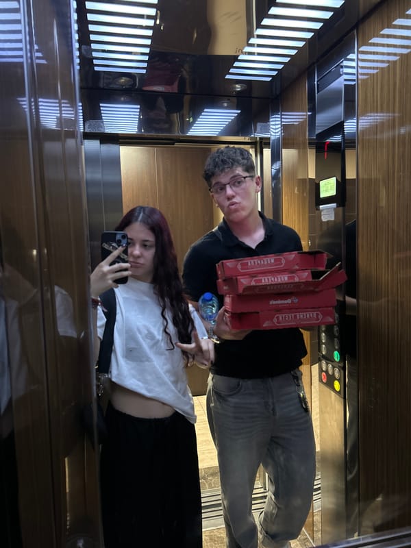 Two young people take selfie in Plovdiv elevator