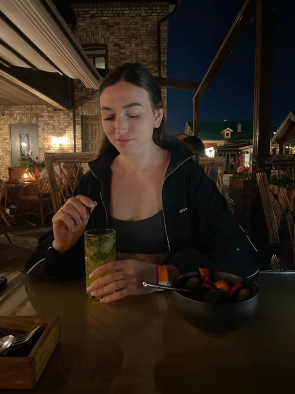 Evening dining scene captured at outdoor restaurant in Kazan