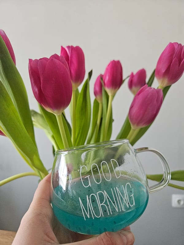 Morning blue drink ritual captured in Sofia Bulgaria