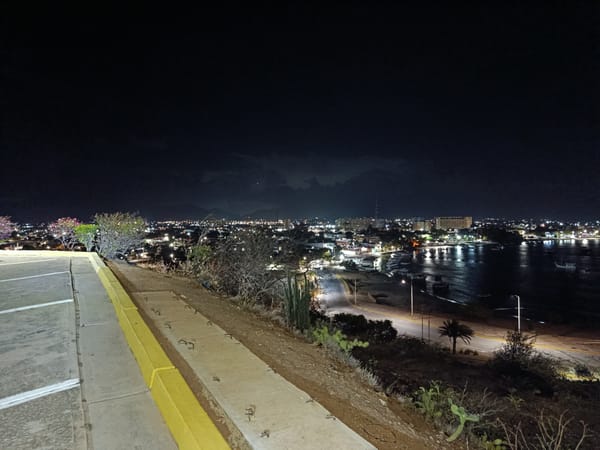 Nighttime documentation of Juan Griego coastal scenes and harbor