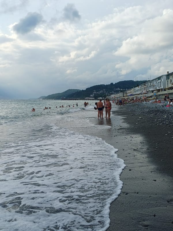 Crowded Black Sea beach day in Sochi, July 2026