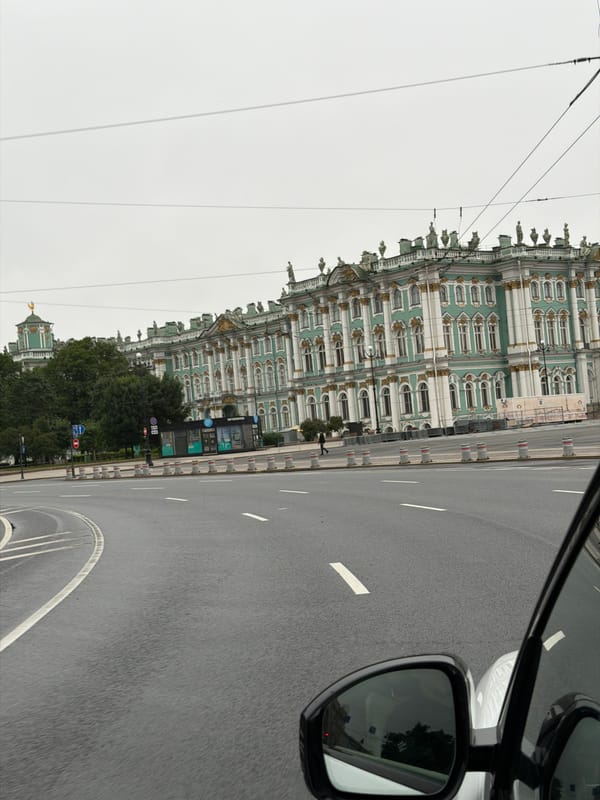Driving past Saint Petersburg's iconic imperial landmarks