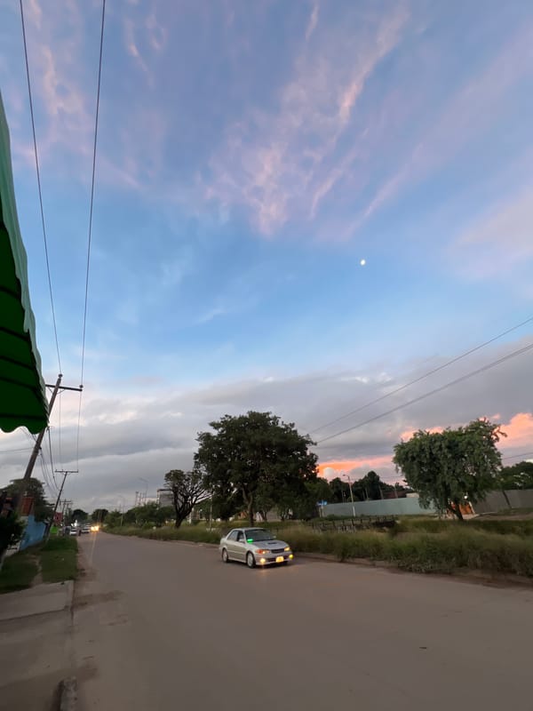 Evening sky displays colorful clouds over Santa Cruz, Bolivia