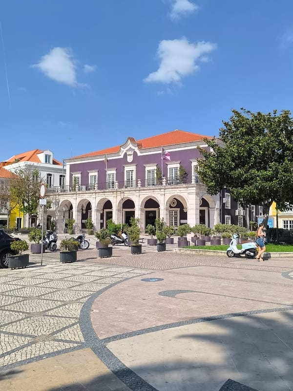 Setúbal's Praça de Bocage on a sunny afternoon