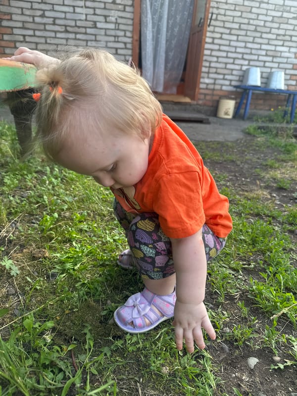 Rural afternoon play session in Novoyeniseyka village yard