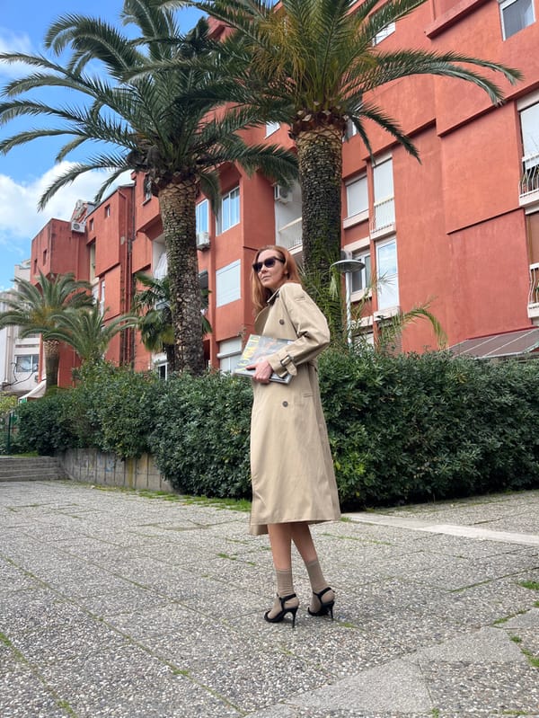 Woman documented touring Budva Montenegro over afternoon hours