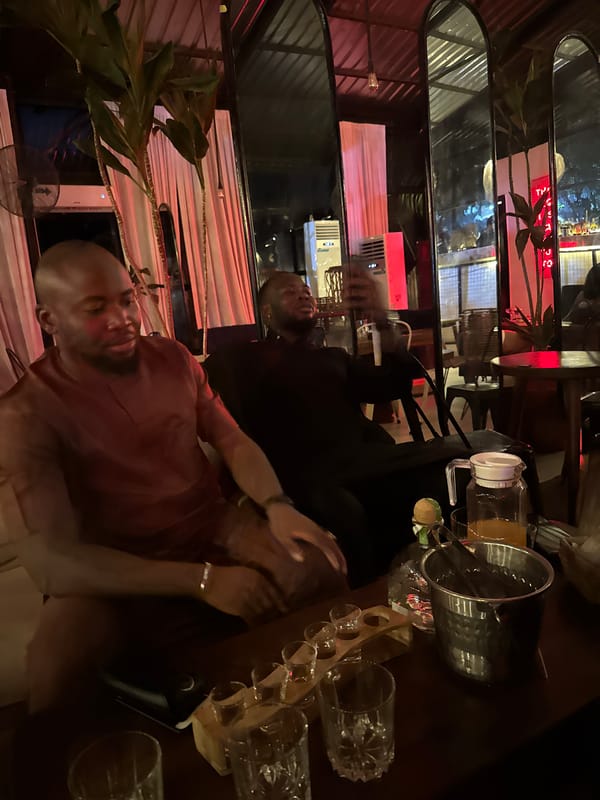 Evening social gathering documented at Abuja lounge