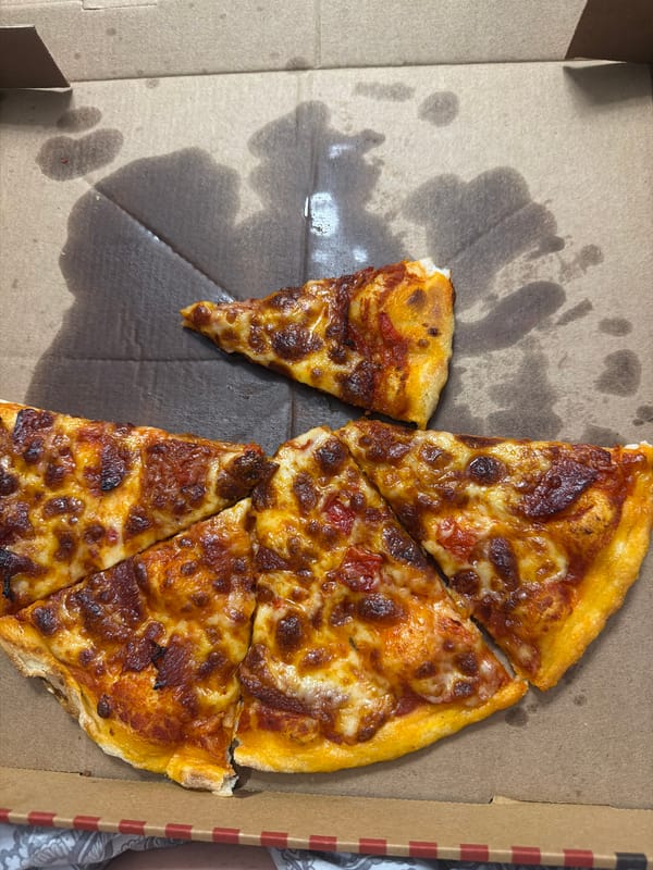 Pizza dinner with French bulldog documented in Ruse evening