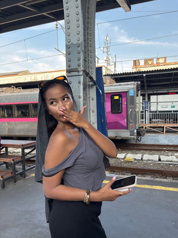 Woman documents morning commute at West Jakarta train station