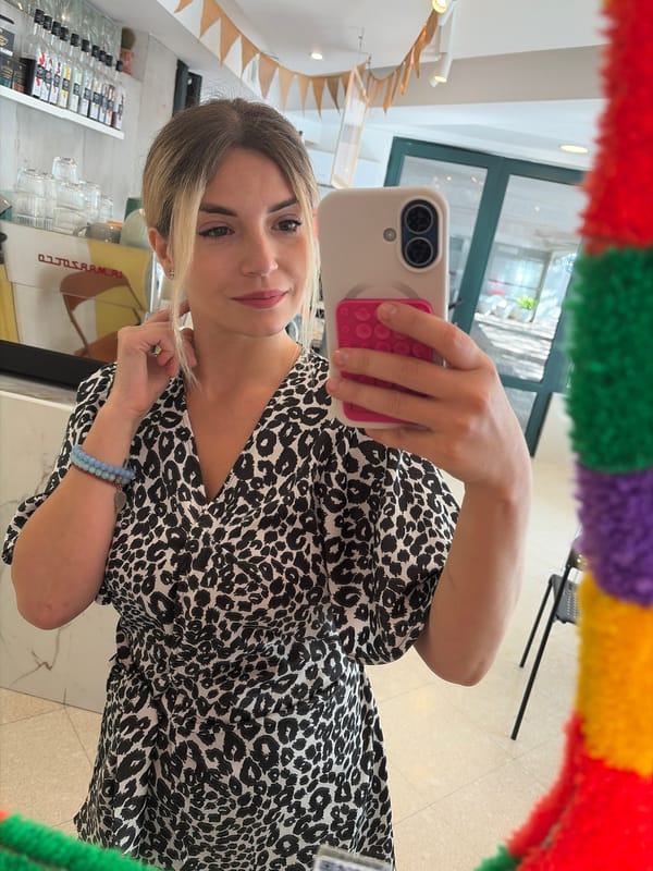 Café morning in Budva, leopard print dress and iced drinks