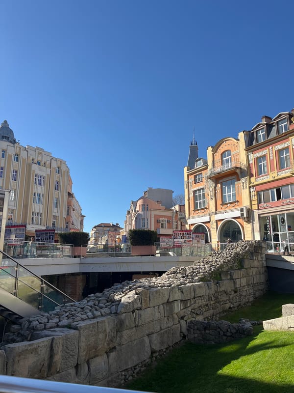 Morning street scenes captured in historic Plovdiv, Bulgaria