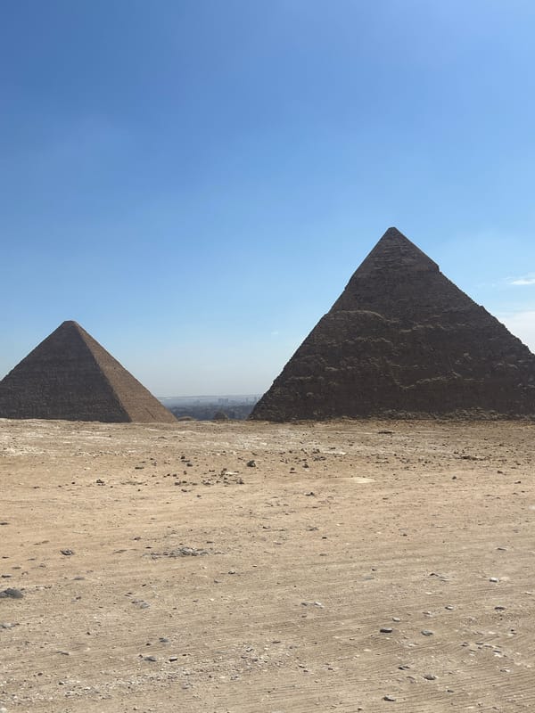 Pyramids photographed under clear skies in Kafrat Nassar, Egypt