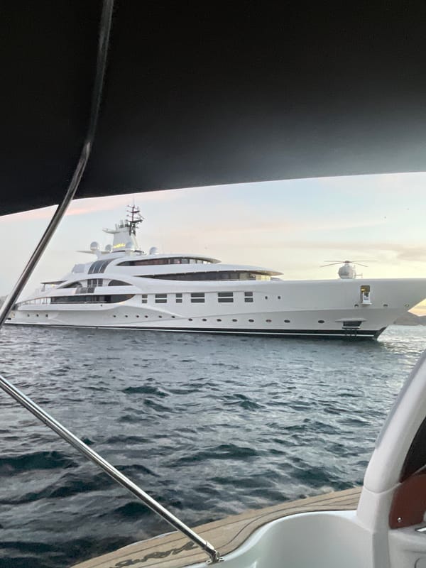 Yacht and helicopter spotted at sea near Cabo San Lucas