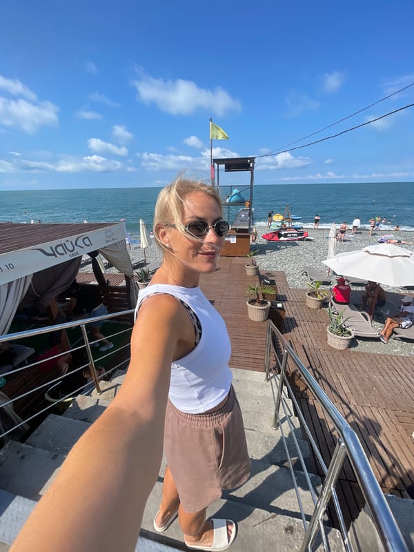 Morning around Sochi's Black Sea beachfront and nearby streets