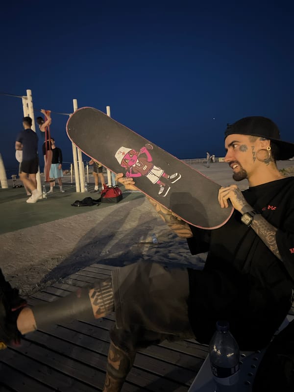 Evening workout session at Barcelona waterfront public gym
