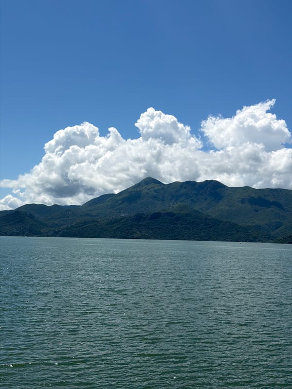 Scenic mountain lake views documented from Montenegro bridge viewpoint