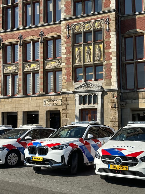 Police presence and street life around Amsterdam Centraal