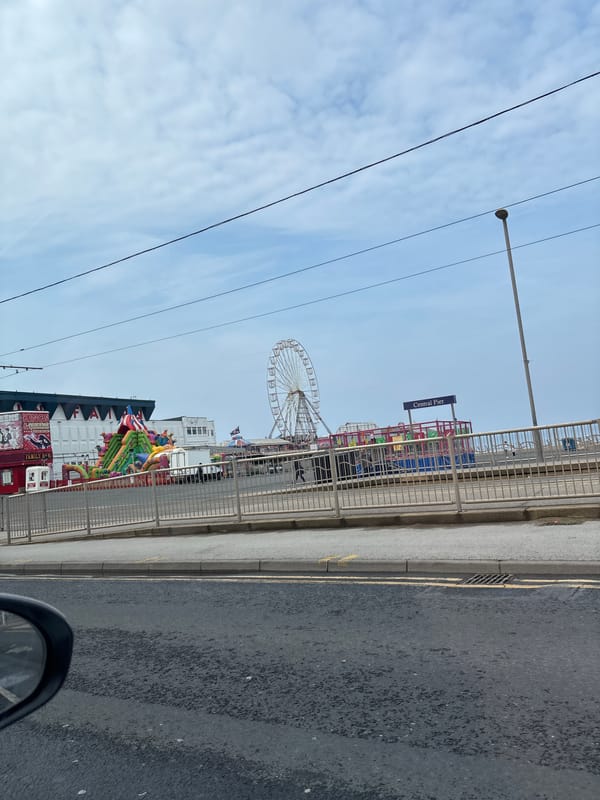 Morning street scenes captured at Blackpool seafront landmarks
