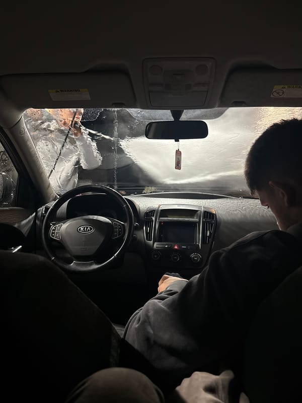 Car wash documented from inside vehicle in Blagoevgrad