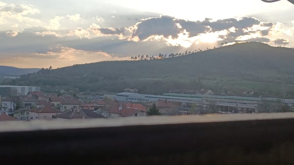 Sunset view captured over Slivnitsa, Bulgaria from elevated overlook