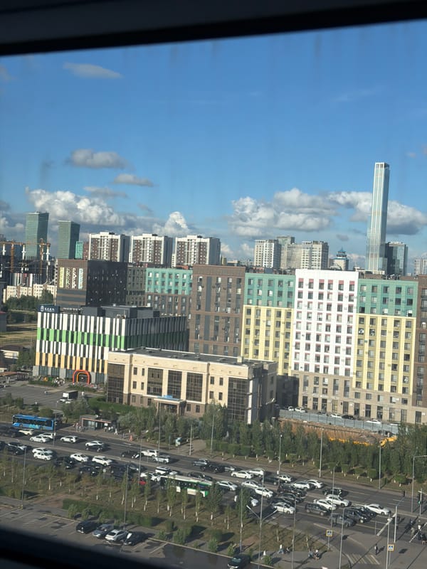 Astana's modern skyline on a clear summer afternoon
