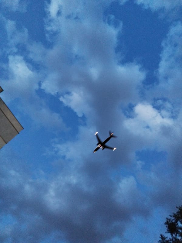 Sofia evening captures children dancing, street scenes, aircraft overhead