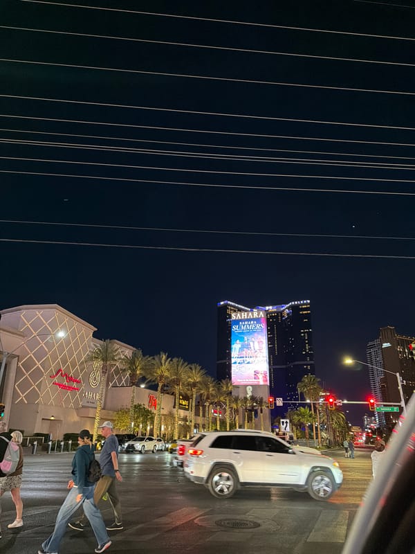 Late night Las Vegas Strip scenes captured near Sahara casino