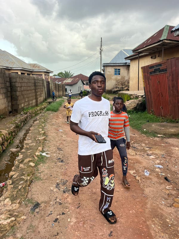 Everyday life in a semi-rural neighborhood under stormy skies