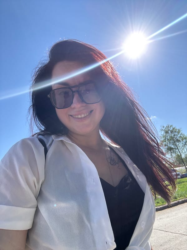 Woman's sunny day outing documented with urban wildlife, crosswalks