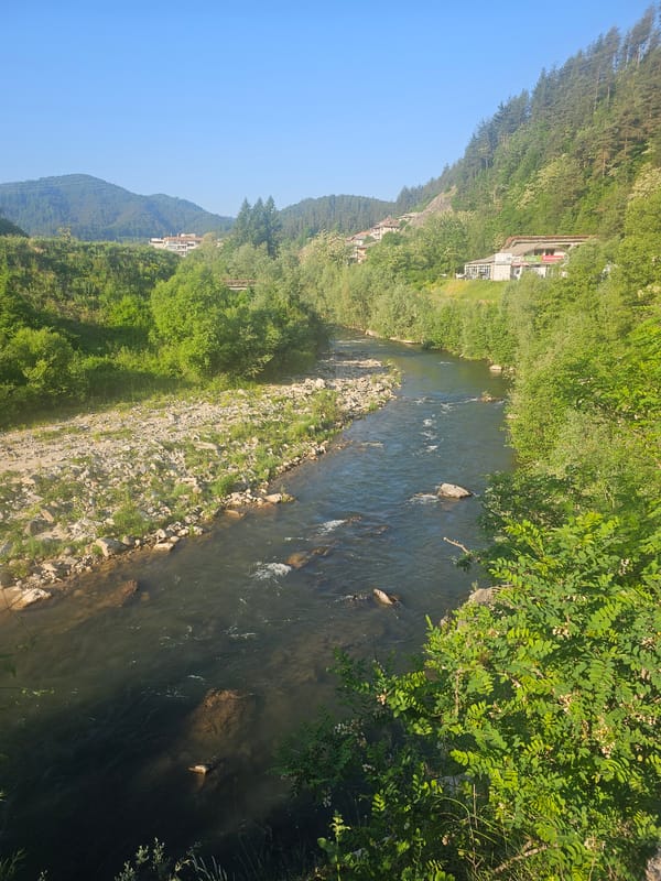 Rural landscape documented near Rudozem, Bulgaria at dawn