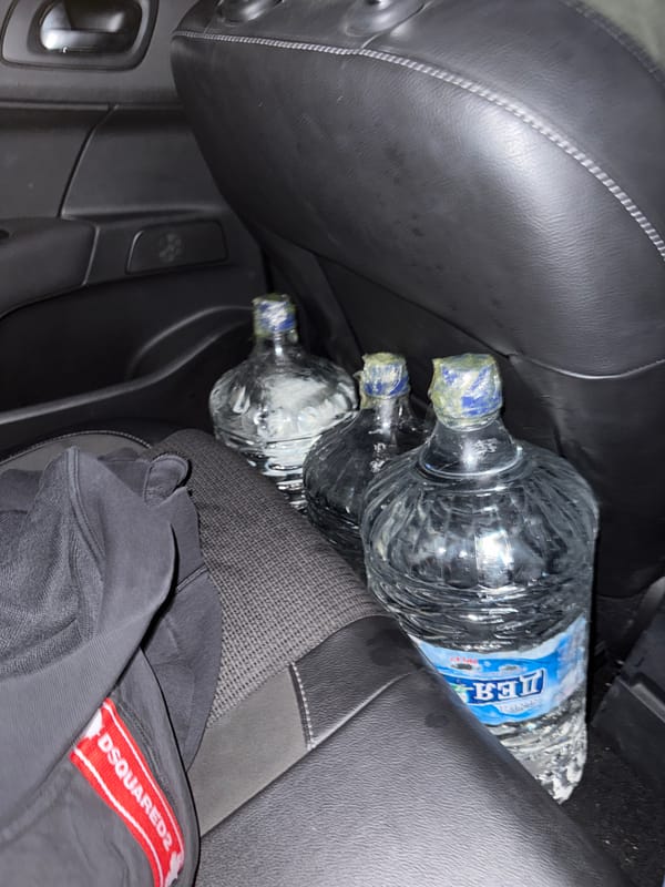 Car interior with tea bottles documented in Burgas
