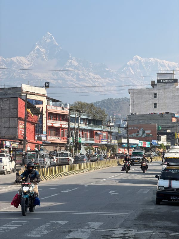 Street scenes captured in Pokhara with Annapurna backdrop