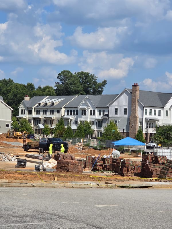 New townhouse construction underway in Milton, Georgia