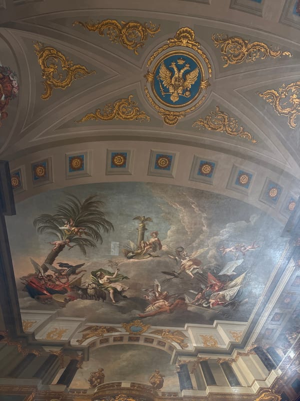 Visitor documents Catherine Palace ornate interiors in Pushkin