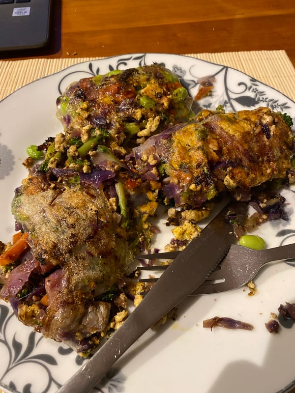 Partially eaten vegetable meal photographed in Gijón