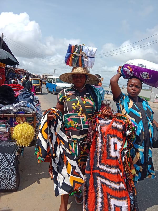 Daily street commerce observed in Fegge, Nigeria market area