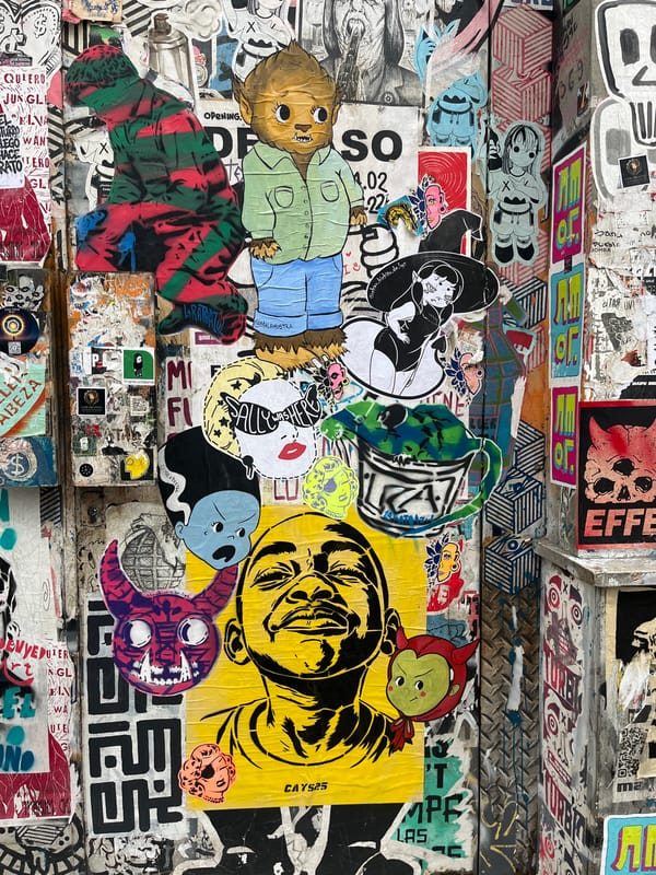 Street art and architecture documented during Buenos Aires evening walk