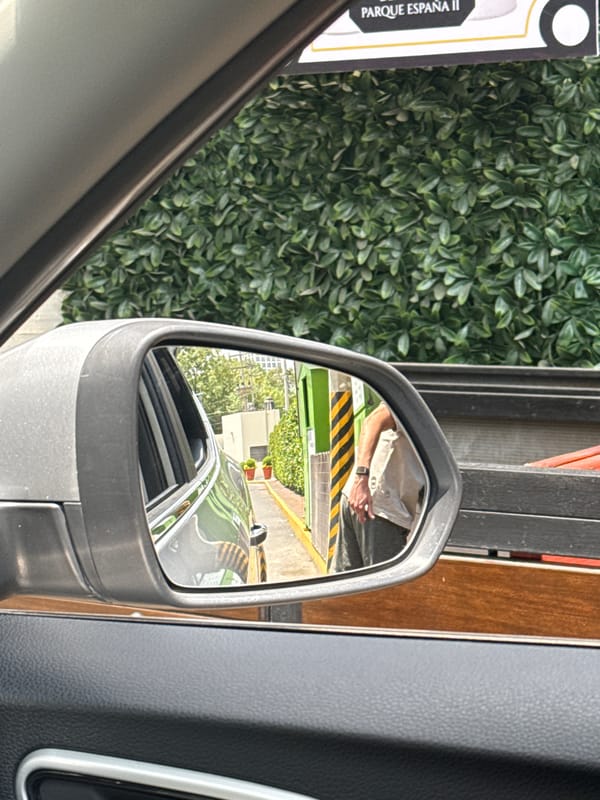 Person visits drive-through in San Bernardino Tlaxcalancingo