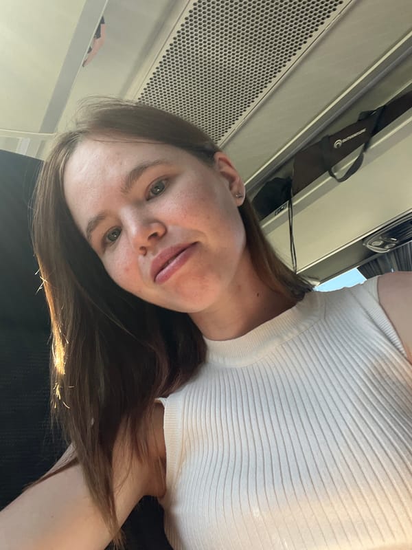 Woman photographed in train car in Kvarsa, Russia