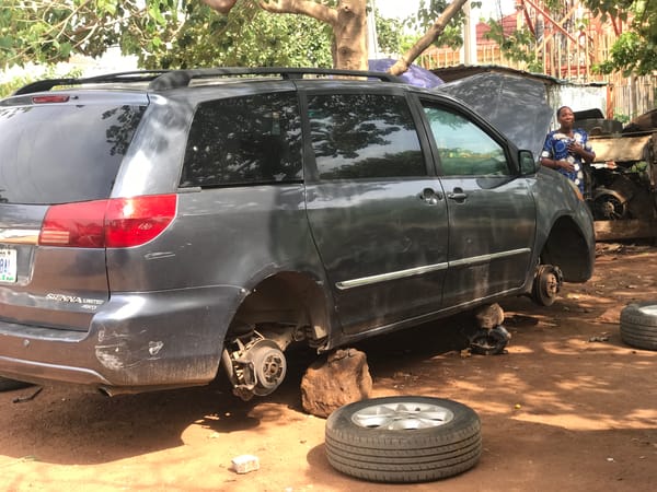 Daily life at Nigerian village auto workshops and markets