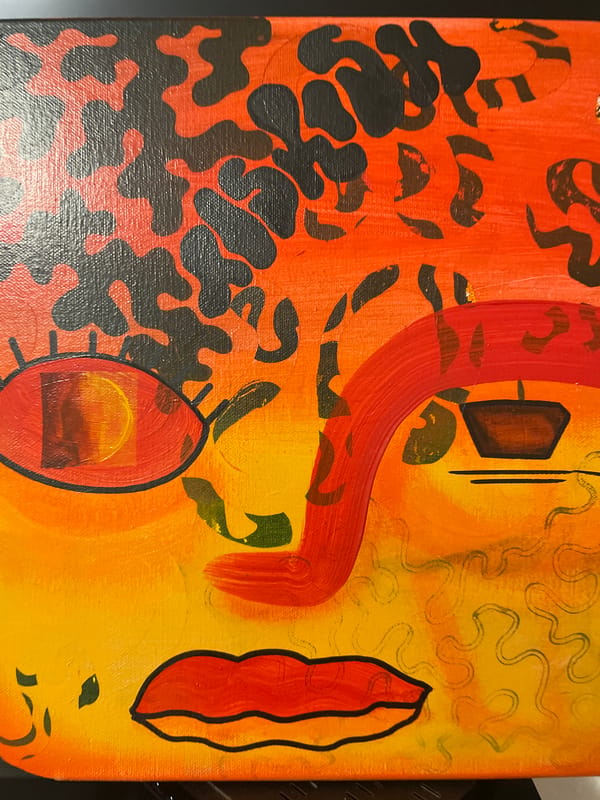 Abstract painting and nighttime agave plant documented independently