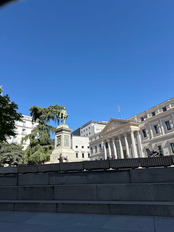 Morning scenes around Spanish Congress building in Madrid documented