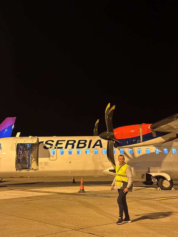 Evening airport operations observed at Podgorica, Montenegro