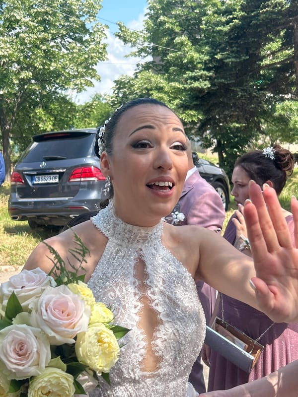 Wedding celebration with dancing and brass band in Buhovo