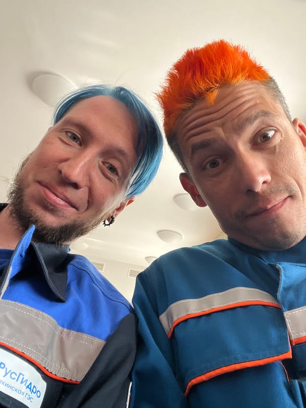 Two men photographed in selfie in Chaikovsky, Russia
