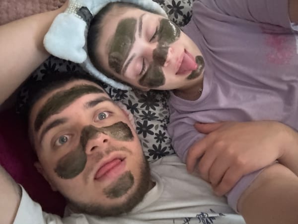 Couple enjoys spa night with face masks in Bulgaria