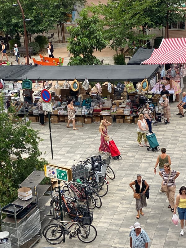 Valencia street market buzzing on a summer morning