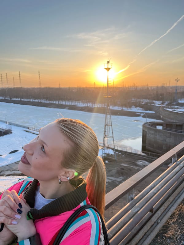 Sunset photography gathering near Chaikovsky hydroelectric station