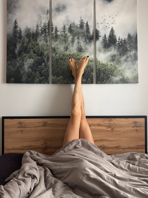 Person resting in bedroom during early morning hours